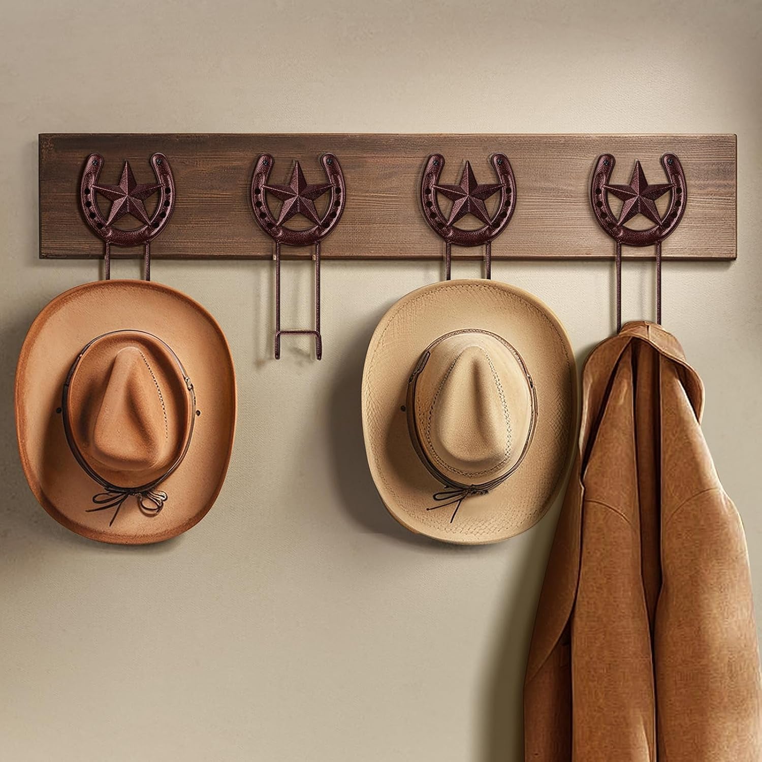 Cowboy Hat Hanger for Wall 4 Pack Cowboy Hat Holder Wall Mount Horseshoe Hooks M